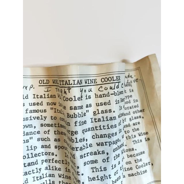 Vintage Tall Italian Glass Wine Chiller Green Glass Decanter Bottle