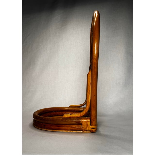Vintage Coastal Boho Chic Arched Bamboo & Rattan Wood Wall Shelf For Sale In Houston - Image 6 of 10