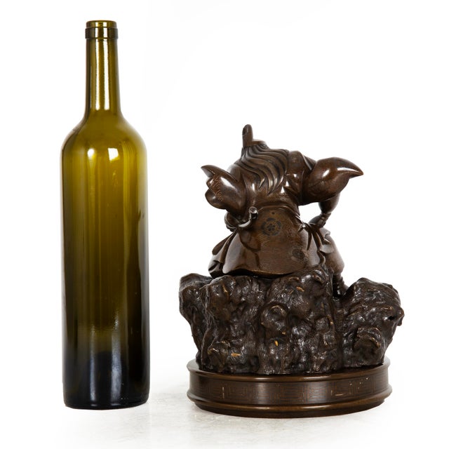 Antique Japanese Meiji Period Bronze Sculpture Okimono of Samurai Warrior For Sale - Image 6 of 18