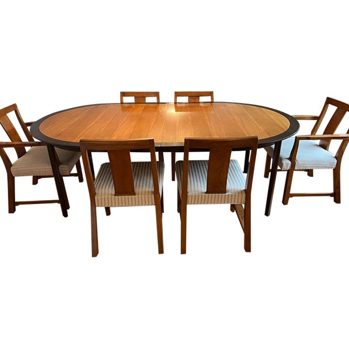 Vintage Dining Table and Chairs by Edward Wormley for Dunbar Set of 7