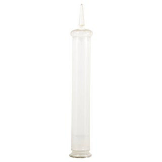 Large Glass Pillar with Delicate Engravings, 1920s For Sale