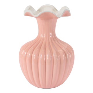 Ribbed Ruffle Rim Vase 8"H For Sale