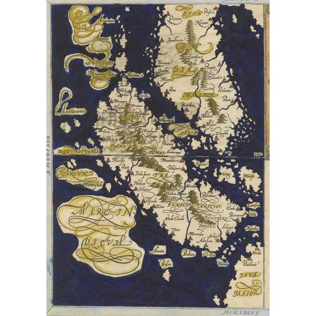 Paper Renaissance Map of Sumatra with Singapore in Münster's Woodcut, 1590 For Sale - Image 7 of 8