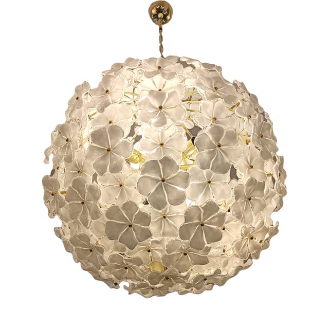 Large Gardenia Ball Pendant Lamp, 1950s For Sale
