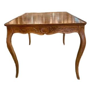 Vintage French Provincial Carved Walnut Games Table For Sale