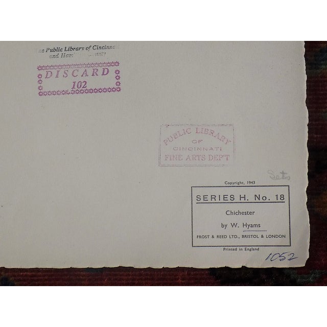 Impressionist Large Vintage Landscape Lithograph of Chichester, England After Listed British Artist W. Hyams For Sale - Image 3 of 5