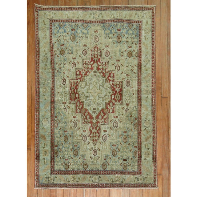 Antique Zabihi Collection Persian Senneh Scatter Rug - 3'6" x 4'10" For Sale In New York - Image 6 of 6
