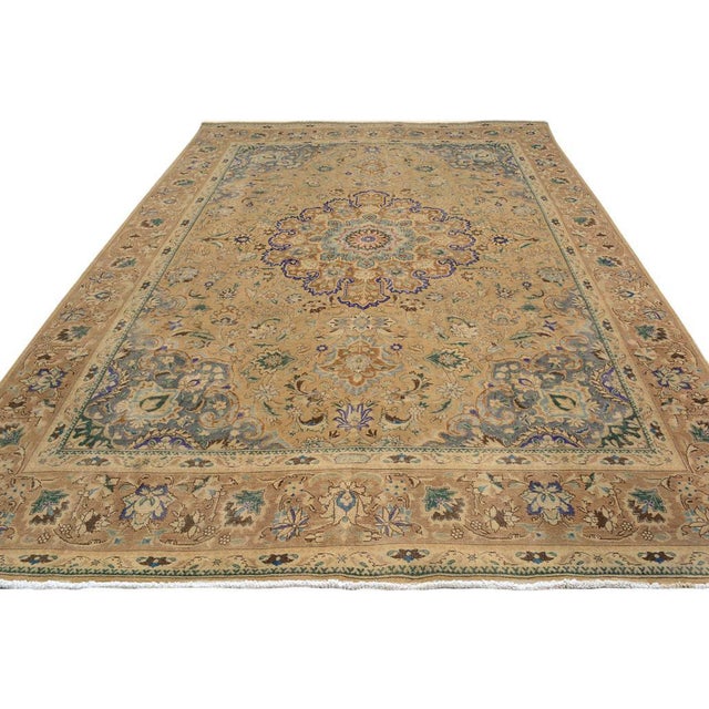 Textile Retro Vintage 1990's Tan/Gray Wool Rug - 8'11'' X 12'9'' For Sale - Image 7 of 10