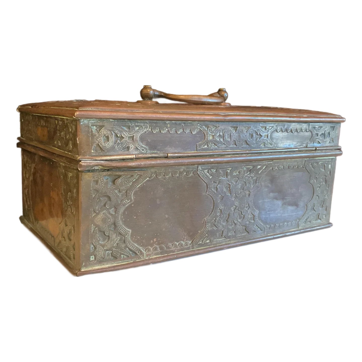 An Antique Hand Made Copper Moroccan Style Money Box | Chairish