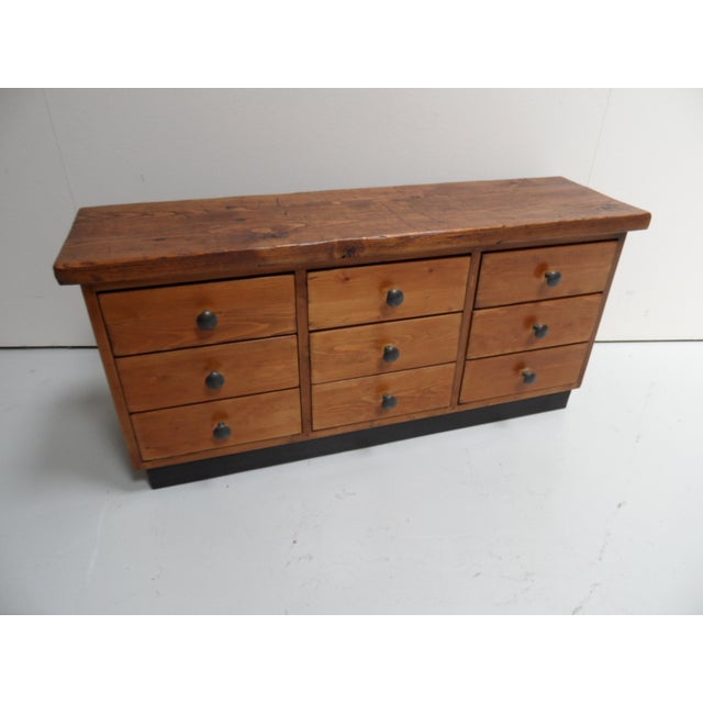 Vintage Pine Filing Cabinet with Nine Drawers, 1950s For Sale - Image 10 of 10
