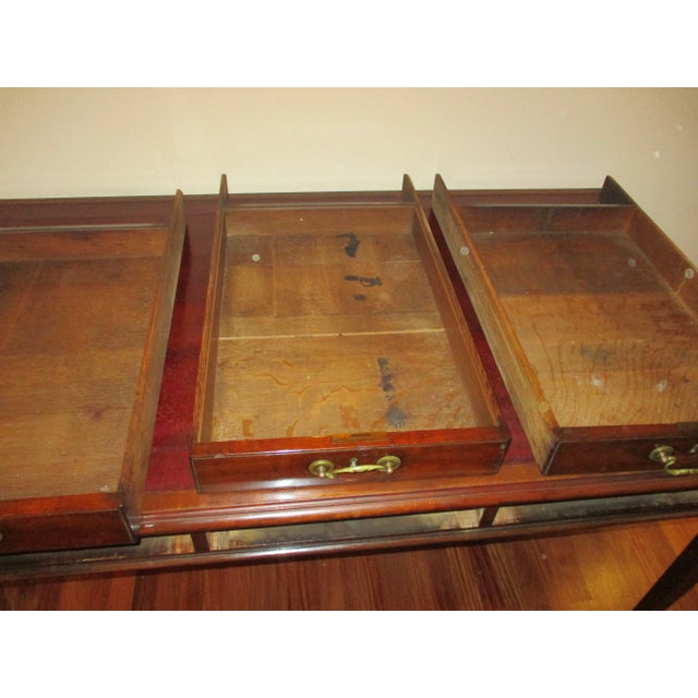 Late 19th Century Antique English Mahogany Edwardian Writing Desk For Sale - Image 5 of 12
