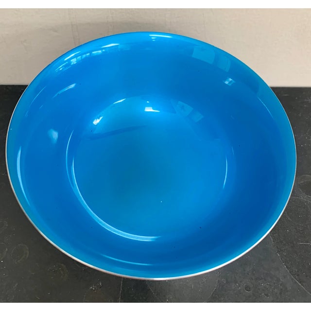 Metal Vintage Paul Revere Silver Plate Turquoise Bowl For Sale - Image 7 of 8