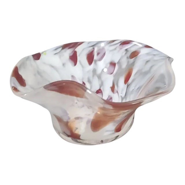 Vintage Mid-Century Modern Hand-Blown Art Glass Bowl, Artist Signed For Sale