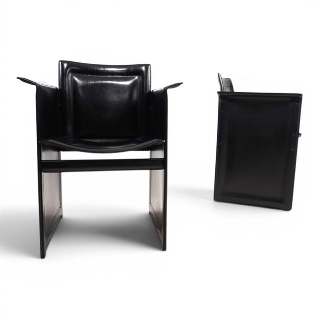 Solaria Chairs in Black Leather by Tito Agnoli for Arrben, 1970s, Set of 2 For Sale - Image 17 of 18