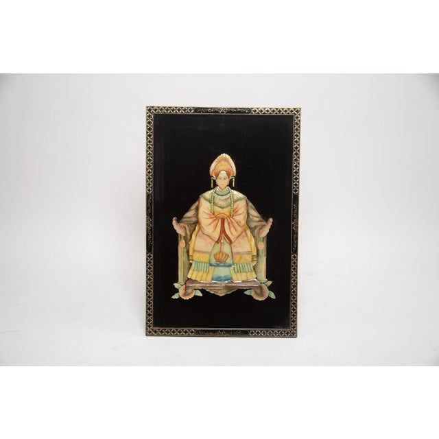 Large Chinese Emperor Kangxi and Jade Mosaic Empress Portraits, 1950s, Set of 2 For Sale - Image 3 of 6