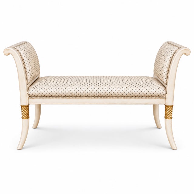 Ivory 1970s Italian Neo-Classical Style Painted Bench / Ottoman For Sale - Image 8 of 8