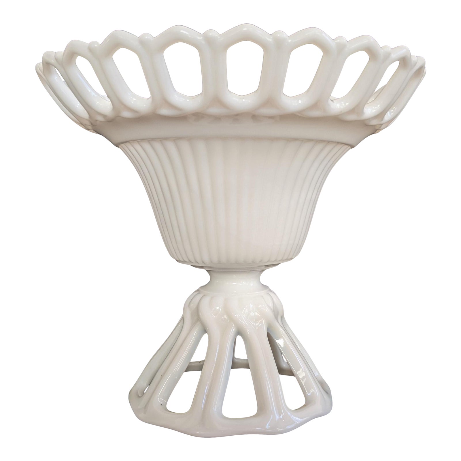 Milk Glass Pedestal Fruit Bowl by Westmoreland Chairish