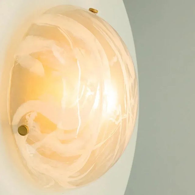 Metal Round White and Smoked Marbled Glass Flush Mount from Hillebrand, Germany, 1960s For Sale - Image 7 of 17