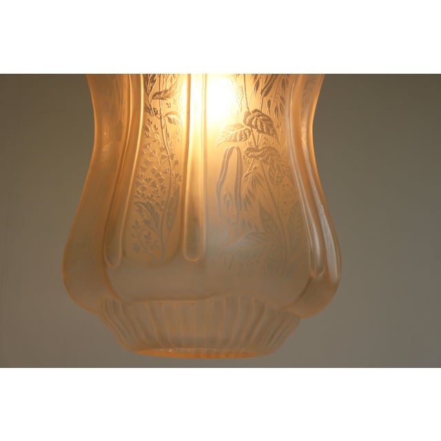 Metal Large Antique French Art Nouveau Pendant Light, 1910 For Sale - Image 7 of 14