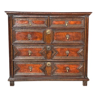 Antique Charles II Oak Geometric Chest of Drawers, 1680 For Sale