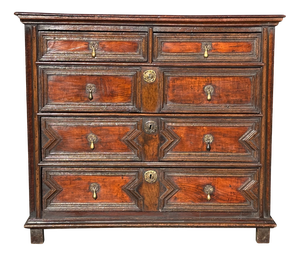 Antique Charles II Oak Geometric Chest of Drawers, 1680