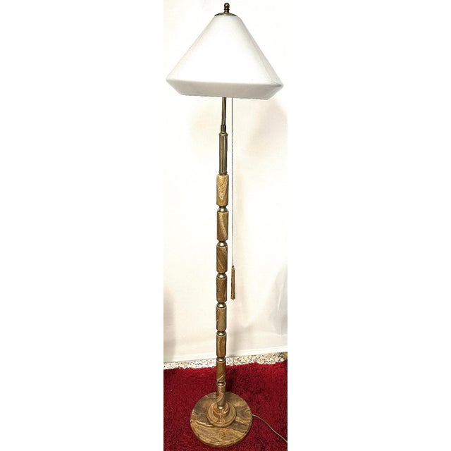 Brass and Onyx Glass Shade Floor Lamp from Unbekannt, 1960s, in Very Good conditions. Designed 1960 to 1969 I have...