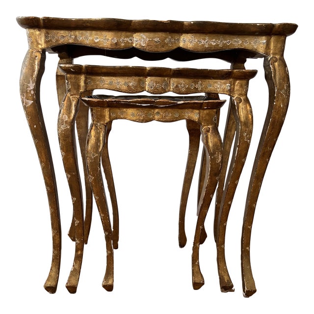 Antique 19th Century Gold Gilt Italian Florentine Nesting Tables Chairish