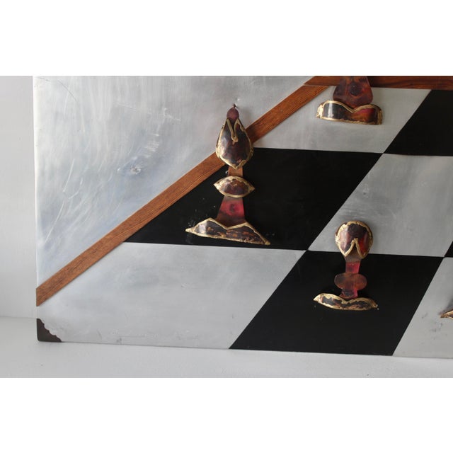 Mid-Century Modern Alex Kovacs Large Metal Chess Board Wall Sculpture Signed Mid 20th Century Modern For Sale - Image 3 of 18