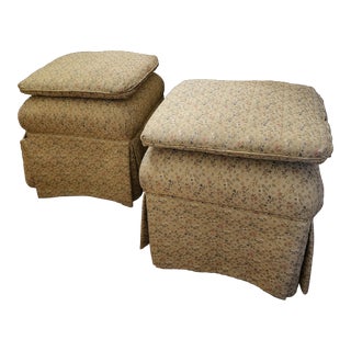 Late 20th Century Sherrill Uphoslter Ottomans With Matching Pillows - a Pair For Sale