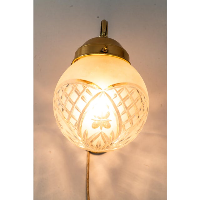 Antique Wall Lamps with Cut Glass Shades, 1890s, Set of 2 For Sale - Image 9 of 18