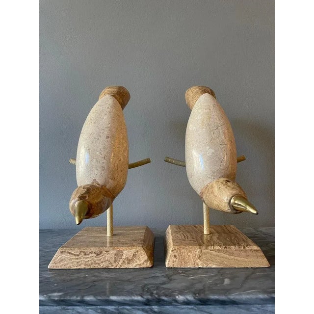Tessellated Marble Perched Birds, 1980, Set of 2 For Sale - Image 10 of 13