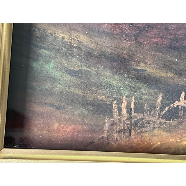 Vintage Signed Framed Sunrise Landscape For Sale - Image 11 of 11