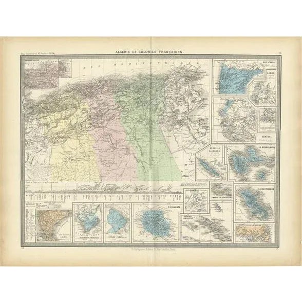 Antique Map of Algeria and the French Colonies, 1875 For Sale - Image 10 of 10