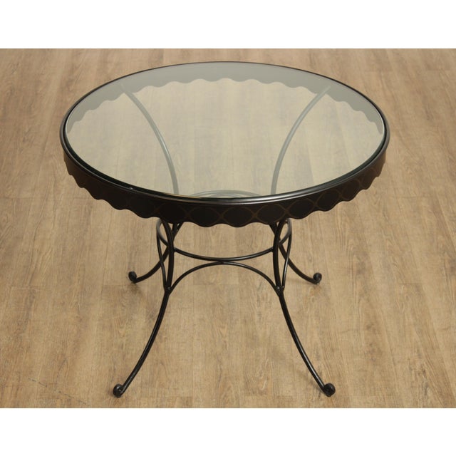 Vintage Round Wrought Iron Glass Top Outdoor Dining Table Chairish