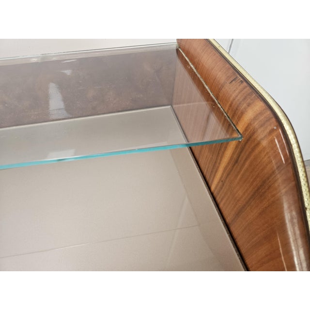 Walnut Burl Chest of Drawers with Double Glass Top, 1950 For Sale - Image 10 of 18
