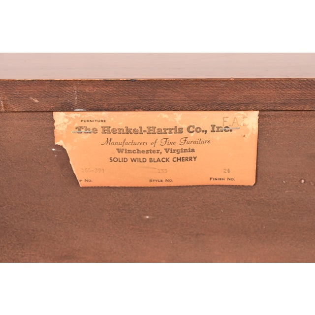 Henkel Harris Georgian Solid Cherry Wood Five-Drawer Dresser or Chest of Drawers, Circa 1960s For Sale - Image 14 of 15