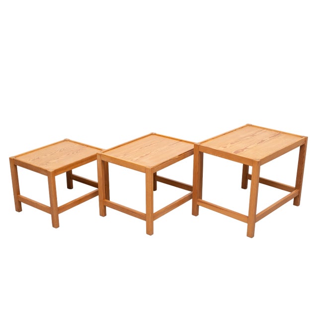 Kurt Østervig Pine Nesting Tables from Kurt Østervig, Denmark, 1960s, Set of 3 For Sale - Image 4 of 11