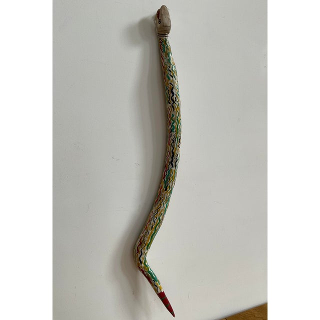 1970s Hand-Carved & Hand-Painted Wooden Folk Art Snake For Sale In Raleigh - Image 6 of 15