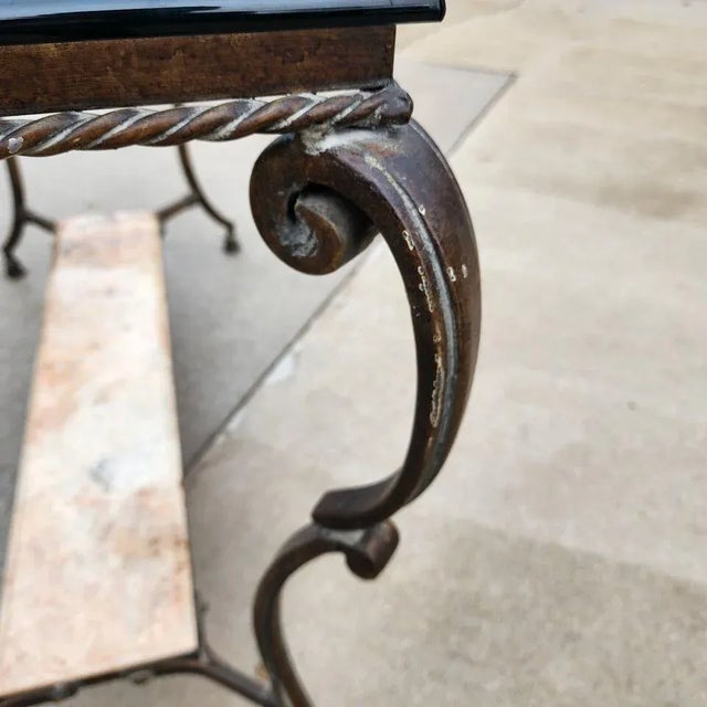 Sherrill Patinated Console Table Metal Glass Marble 1970s For Sale - Image 9 of 12