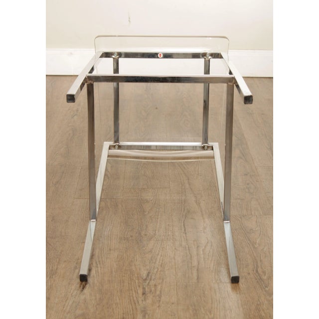 Metal Early 21st Century CB2 Post Modern Chrome & Acrylic 'Chiaro' Bar Stools - A Pair For Sale - Image 7 of 13