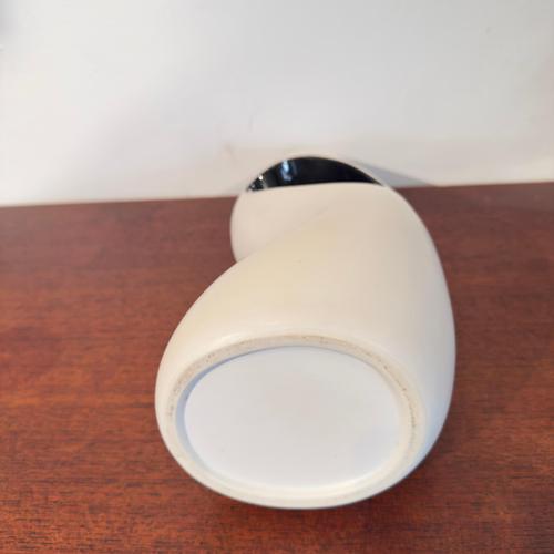 Ceramic Vintage Italian White and Black Ceramic Vase with Organic Abstract, 1980s For Sale - Image 7 of 18