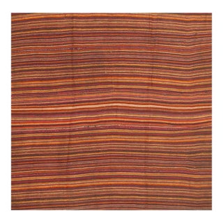 Mid Century Multicolor Red Wine Vintage Turkish Decorative Kilim Square Wool Rug For Sale