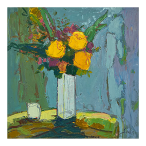 Contemporary Impressionist Floral Oil Painting on Canvas, 36" X 36"