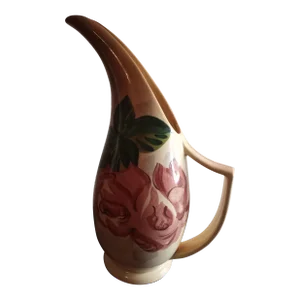 1960s Red Wing Pottery Handpainted Lexington Rose Pitcher Vase