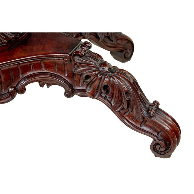Antique Hand Carved Oval Center Table, 1880 For Sale - Image 6 of 11