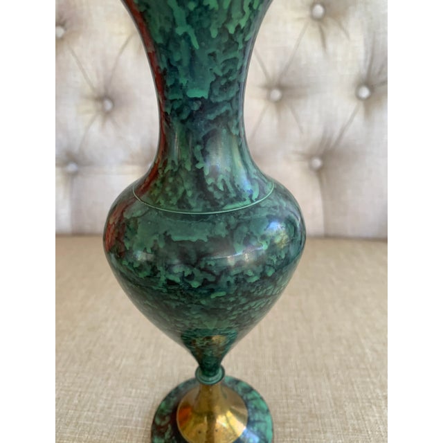 Vintage Mid Century Brass Marble Vase For Sale - Image 9 of 11