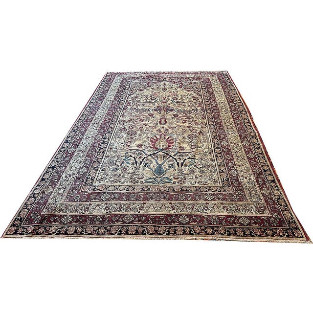 Textile A 19th Century 7'x 11' Decorative Persian Lavar Kerman Rug For Sale - Image 7 of 9