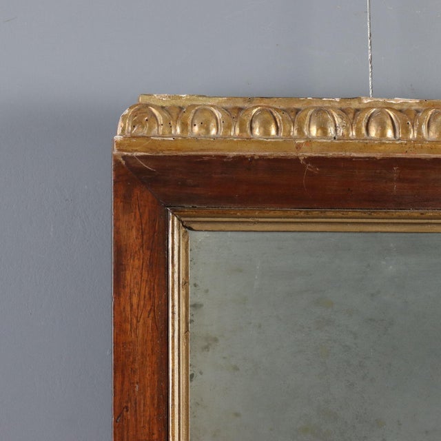 Walnut Mirror with Gilded Carvings, Italy, 19th Century For Sale - Image 4 of 9