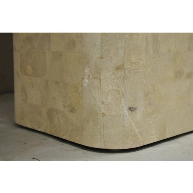 Brown Vintage Tessellated Stone Inlay Modern Pedestal Console Table Attributed to Maitland Smith For Sale - Image 8 of 11