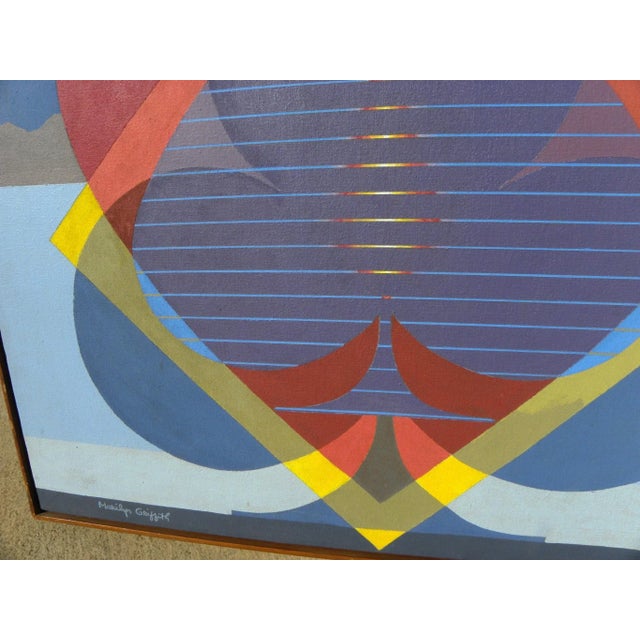Mid-Century Modern Abstract Hard Edge Colorful Modern Painting Signed Marilyn Griffith For Sale - Image 3 of 13